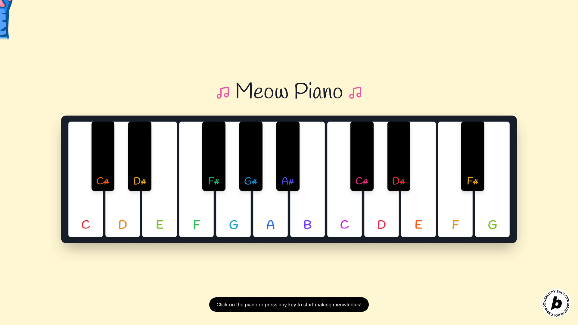 Scrollable preview of Meow Piano